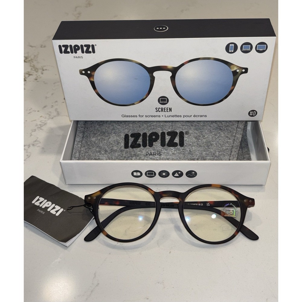 New in Box Izipizi #D Brown Tortoise Screen Glasses +0